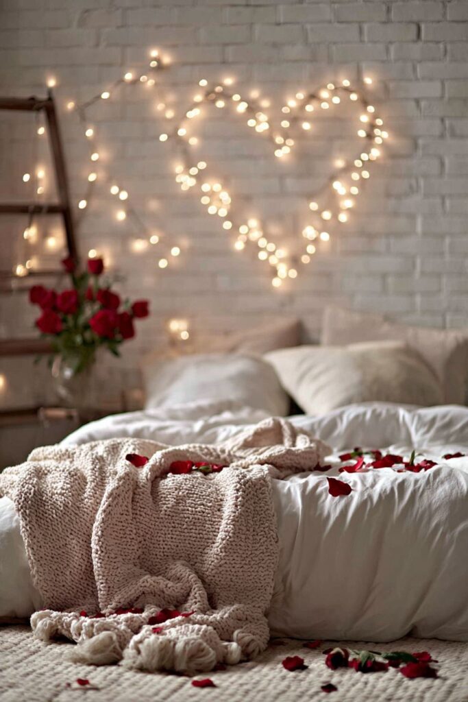 Cozy Apartment Heart Wall with String Light Art
