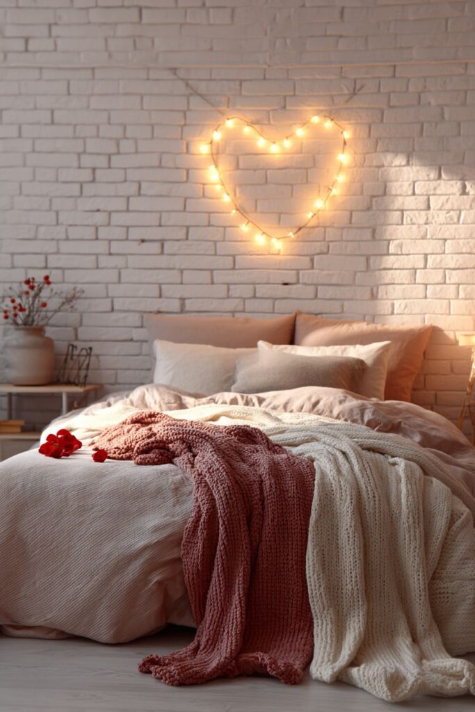 Cozy Apartment Heart Wall with String Light Art