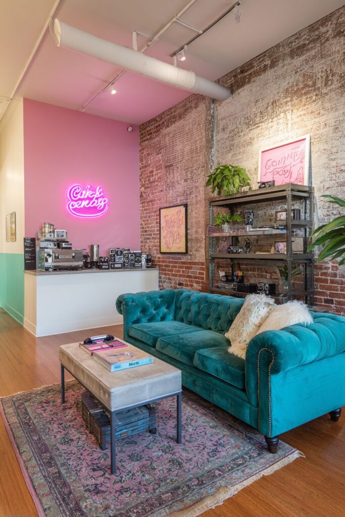 Industrial Edge Meets Unexpected Color in Coral and Turquoise Fusion