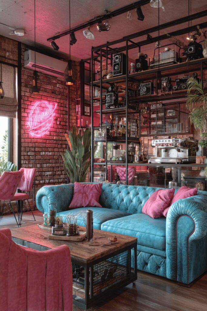 Industrial Edge Meets Unexpected Color in Coral and Turquoise Fusion