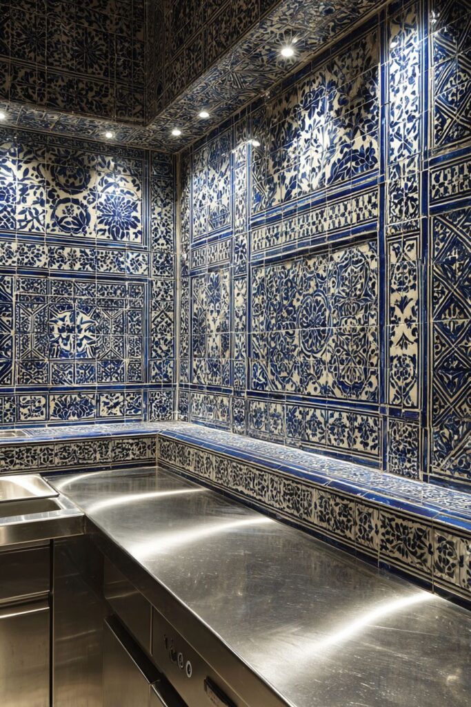 Artistic Backsplash with Jaipur-Inspired Ceramics