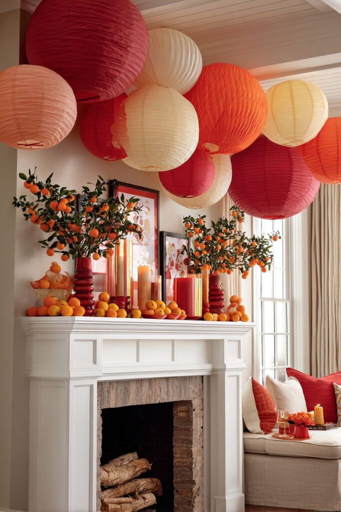 Family Living Room with Layered Lantern Canopy