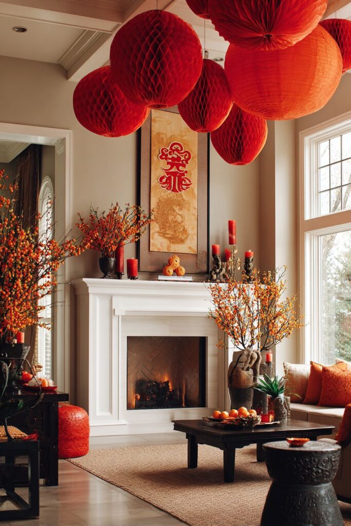 Family Living Room with Layered Lantern Canopy
