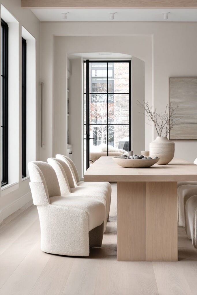 Minimalist Blonde Wood and Oatmeal Linen