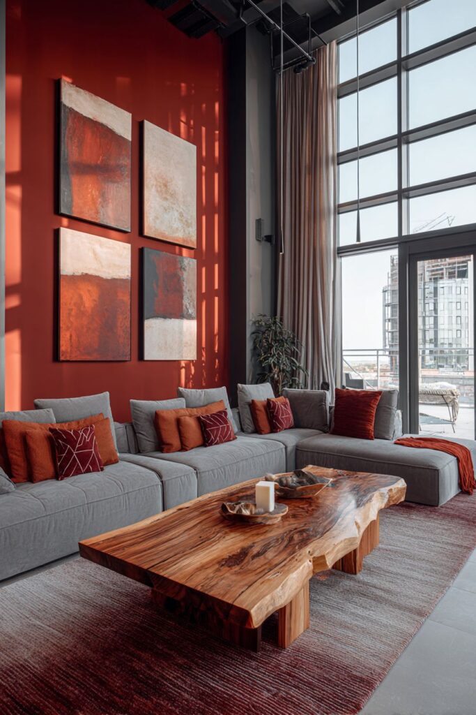 Contemporary Terracotta Accent Wall Drama