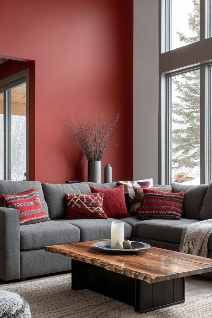 Contemporary Terracotta Accent Wall Drama