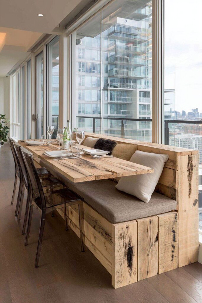 Bench-Style Wall-Mounted Dining Setup