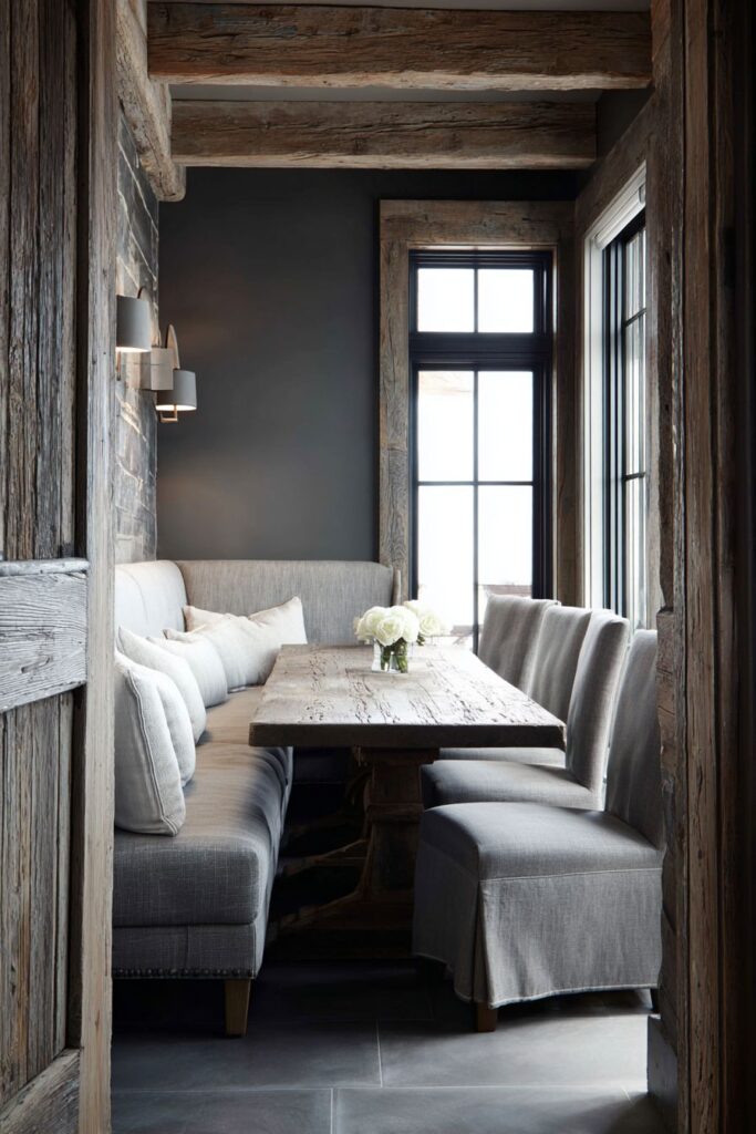 Bench-Style Wall-Mounted Dining Setup