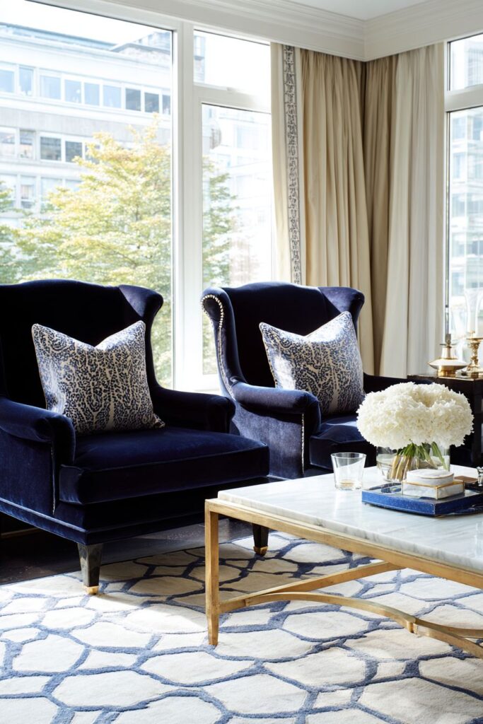 Navy Sophistication: Elegant Paired Seating