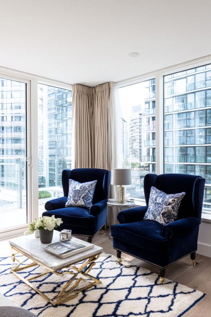 Navy Sophistication: Elegant Paired Seating