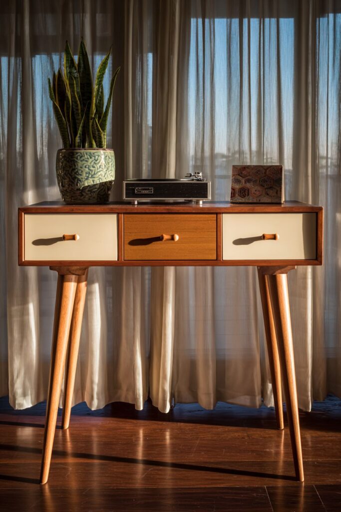 Mid-Century Modern Console with Iconic Retro Design