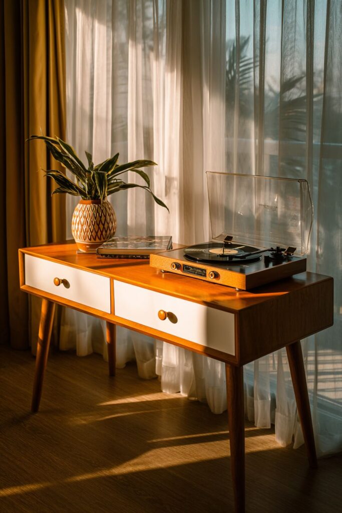 Mid-Century Modern Console with Iconic Retro Design