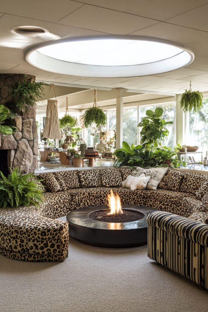 Sunken Conversation Pit with Pattern-Clashing Bohemian Luxury