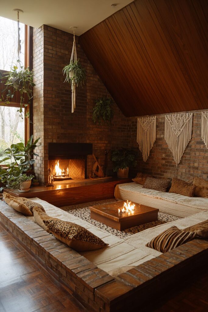 Sunken Conversation Pit with Pattern-Clashing Bohemian Luxury
