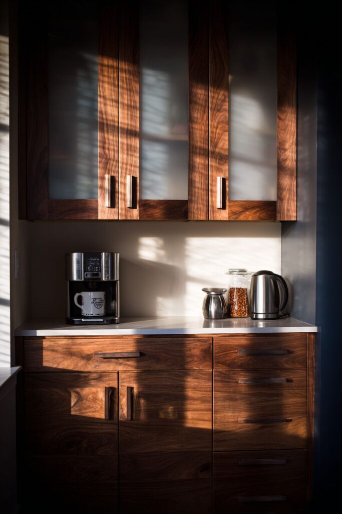 Luxury Walnut Cabinets with Integrated Lighting
