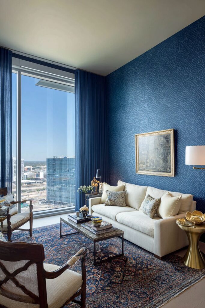 Bold Navy Geometric Wallpaper Accent