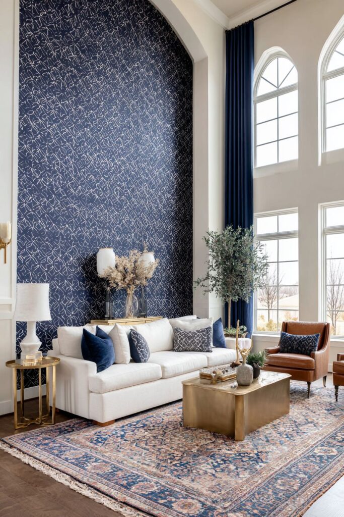 Bold Navy Geometric Wallpaper Accent