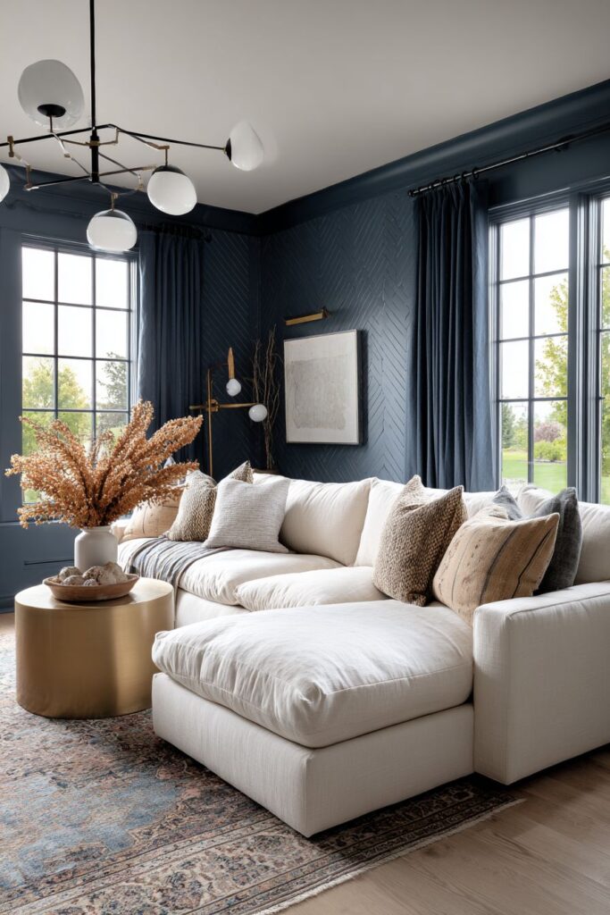 Bold Navy Geometric Wallpaper Accent