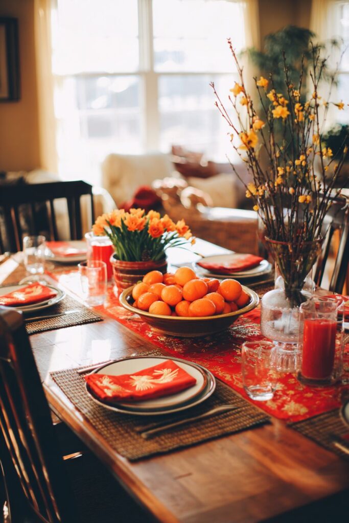 Modern Kitchen Breakfast Nook with Festive Table Setting