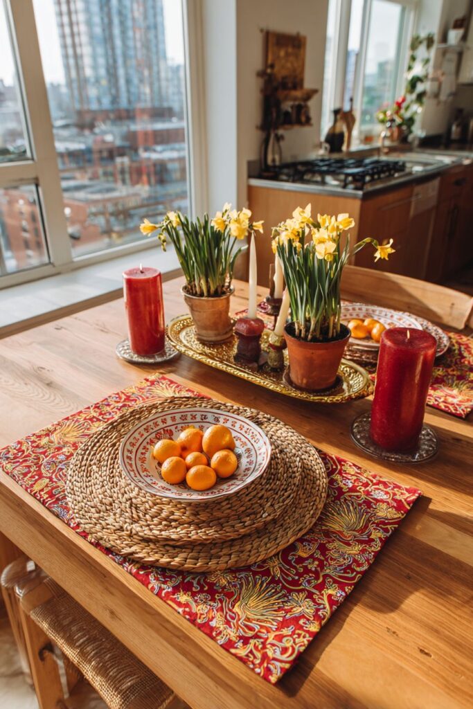 Modern Kitchen Breakfast Nook with Festive Table Setting