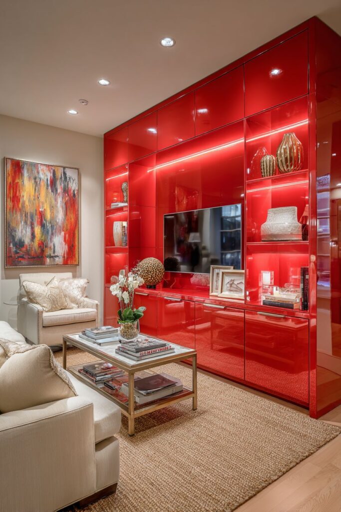 Cherry Red Entertainment Center Focal Point