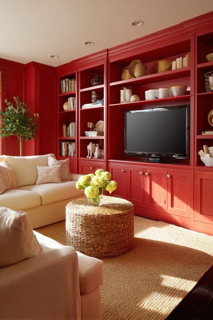 Cherry Red Entertainment Center Focal Point