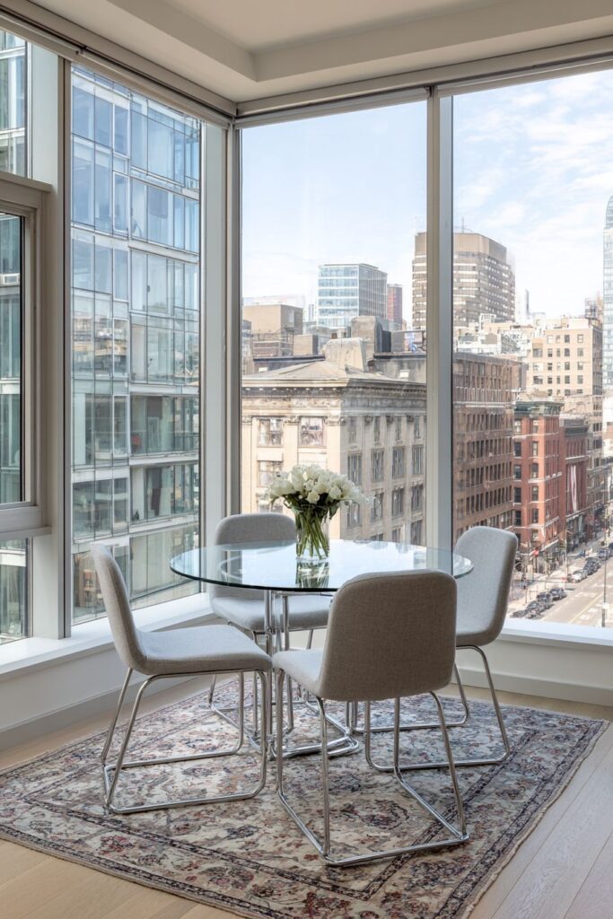 Glass-Top Table with Nesting Chairs
