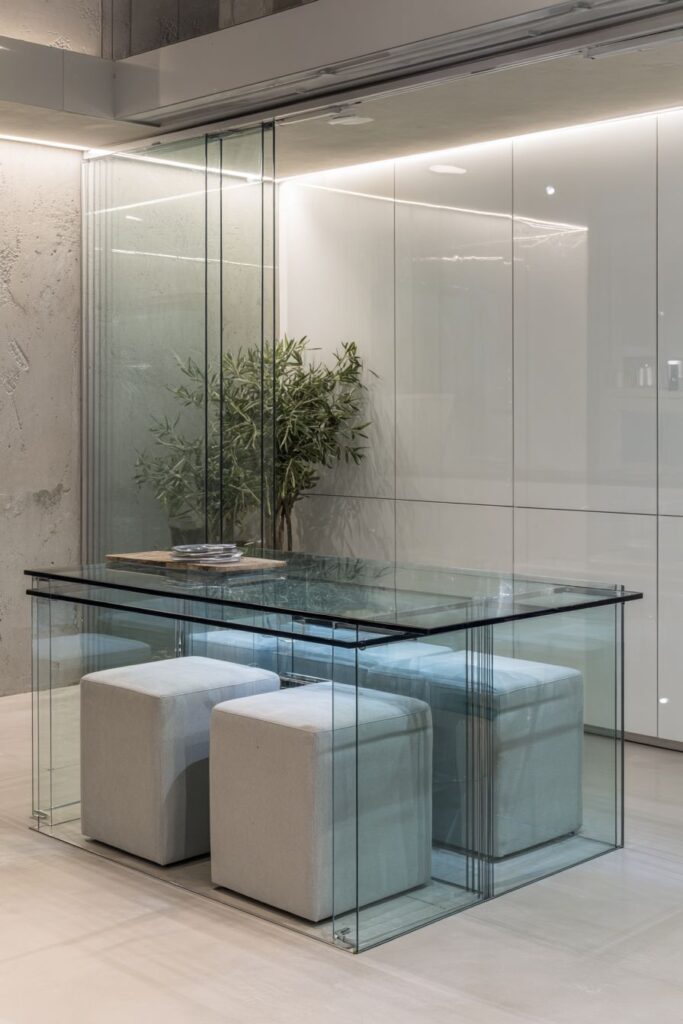 Glass-Top Table with Nesting Chairs