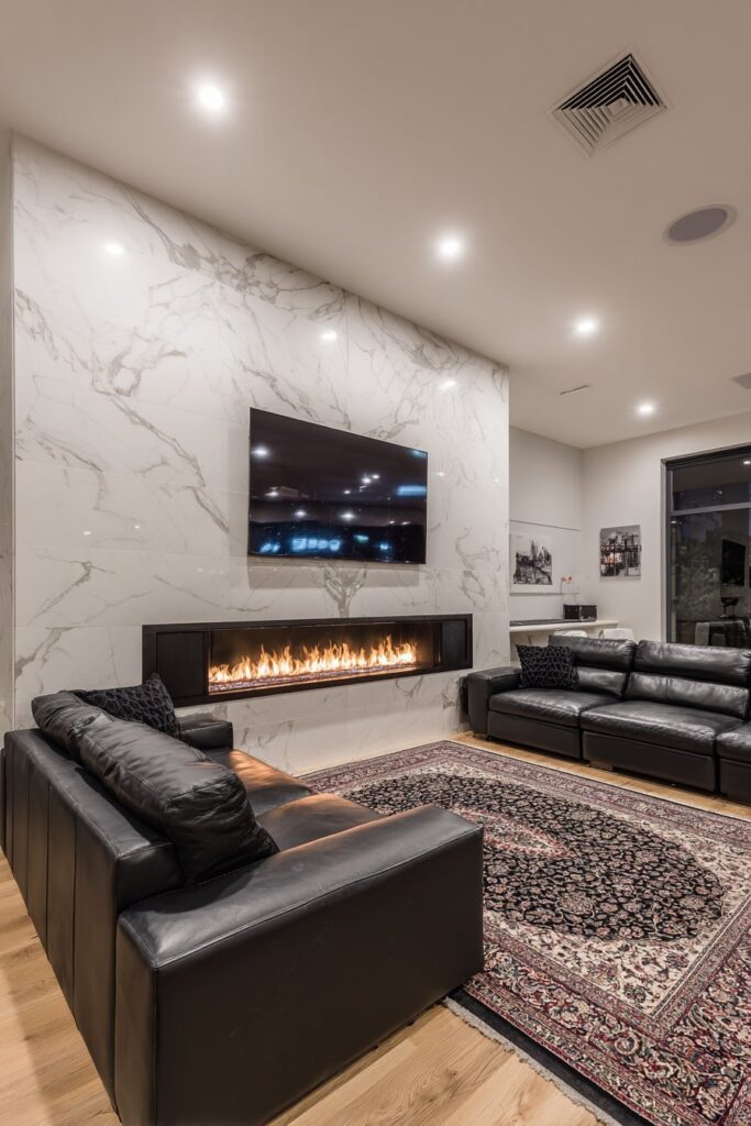 Luxury Media Wall with Integrated Fireplace