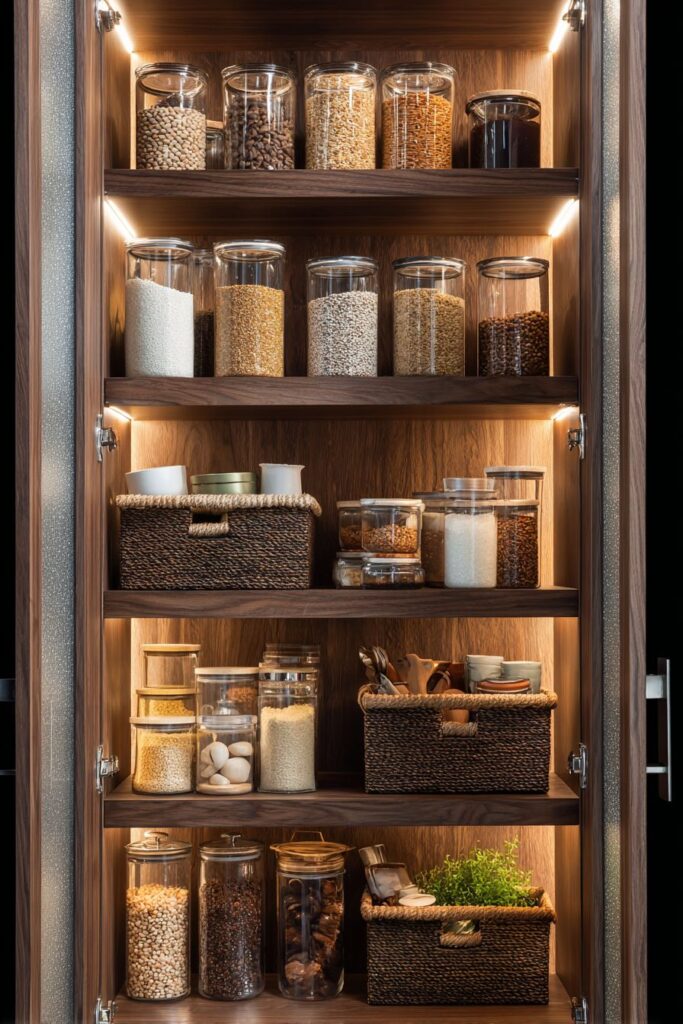  Organized Pantry with Dark Walnut Systems