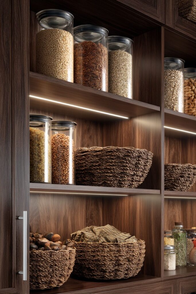  Organized Pantry with Dark Walnut Systems