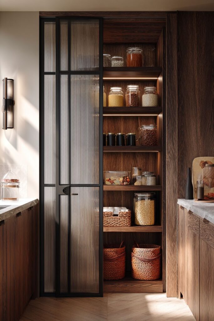  Organized Pantry with Dark Walnut Systems