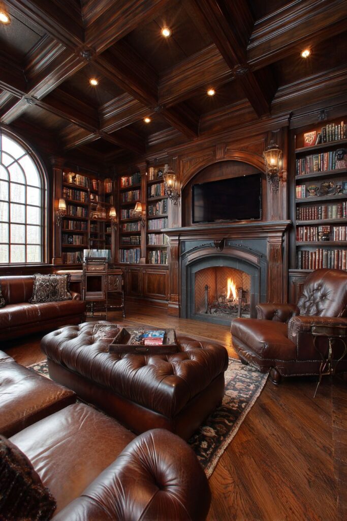 Luxurious Coffered Ceiling with Integrated LED Strips