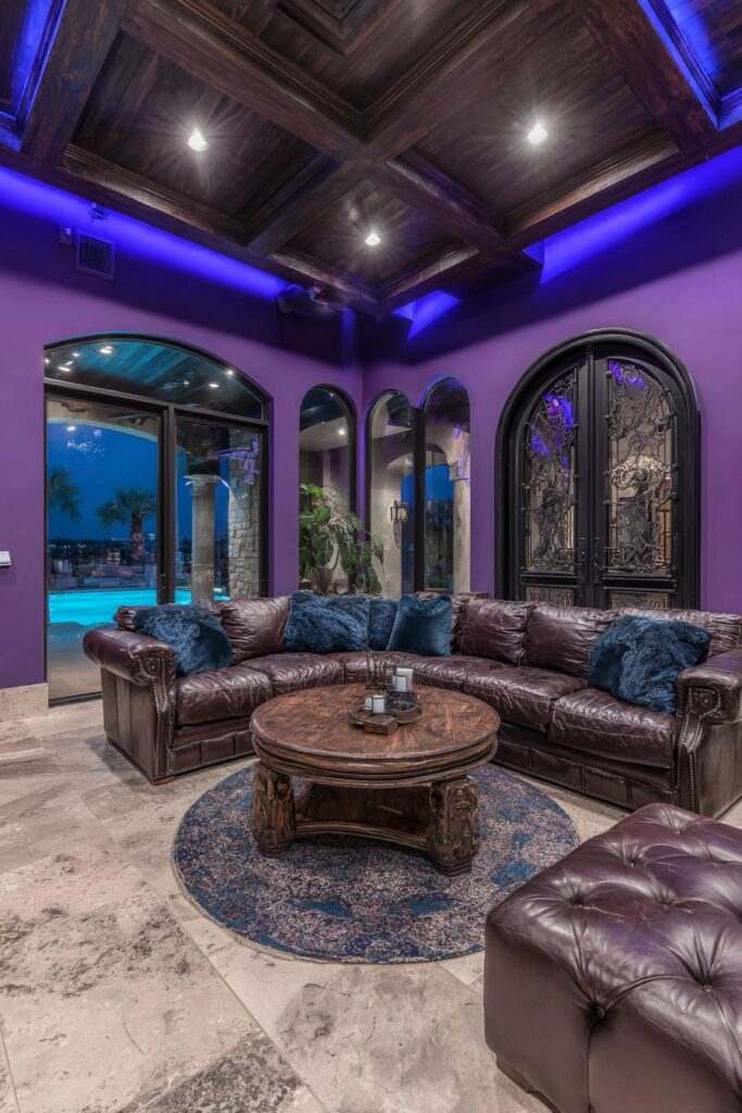 Luxurious Coffered Ceiling with Integrated LED Strips