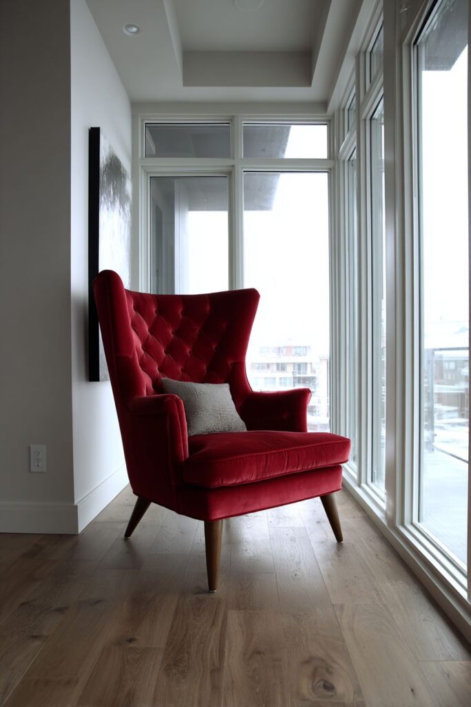 Minimalist Red Statement Chair Simplicity