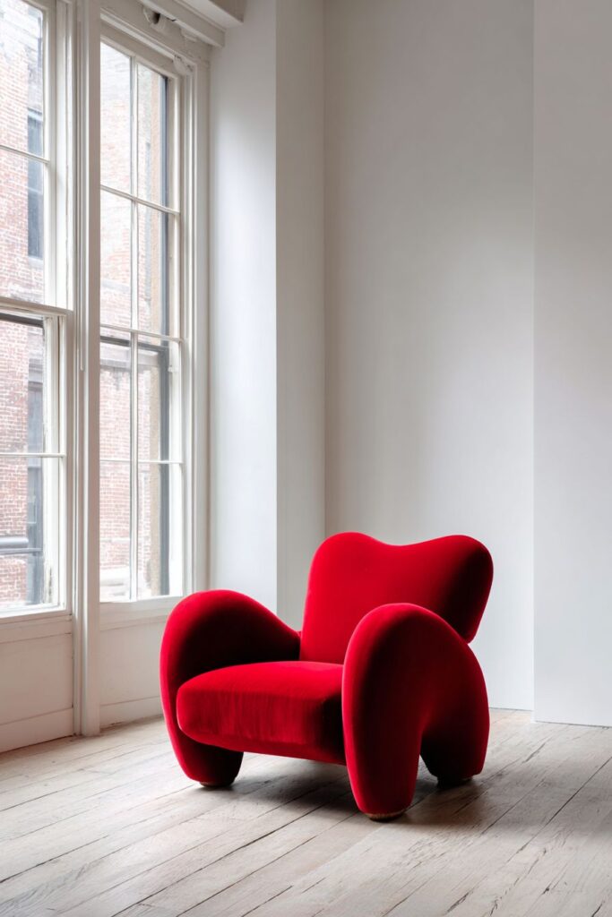 Minimalist Red Statement Chair Simplicity