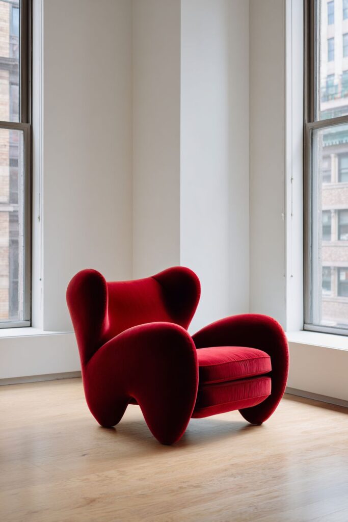 Minimalist Red Statement Chair Simplicity