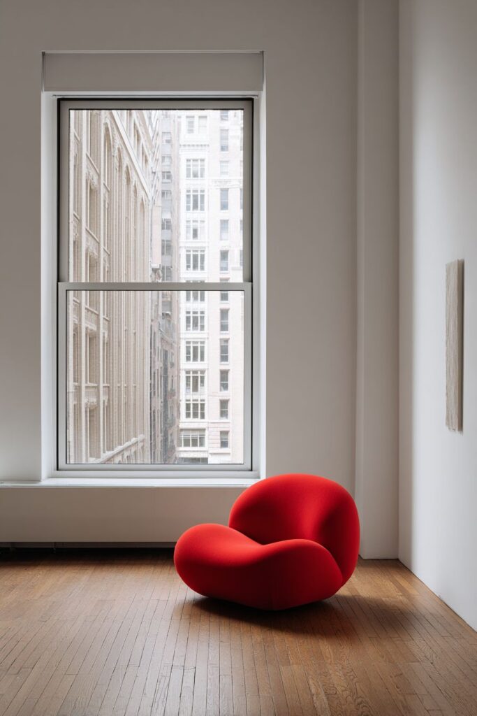Minimalist Red Statement Chair Simplicity