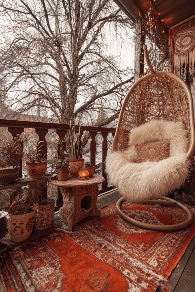 Bohemian Corner with Hanging Egg Chair