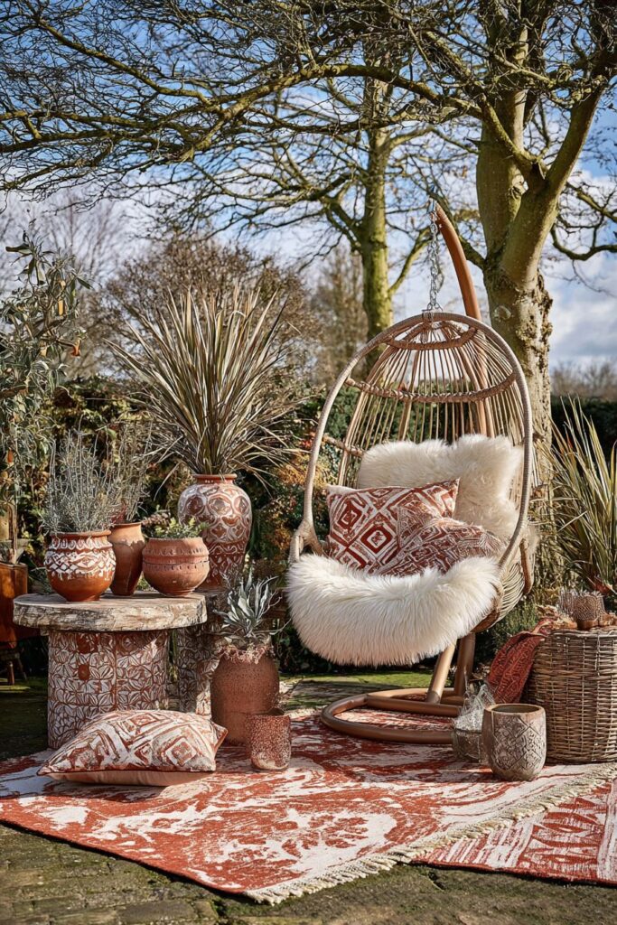 Bohemian Corner with Hanging Egg Chair