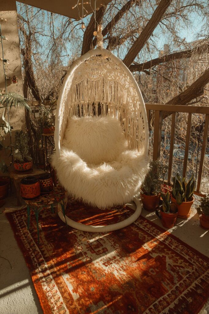 Bohemian Corner with Hanging Egg Chair