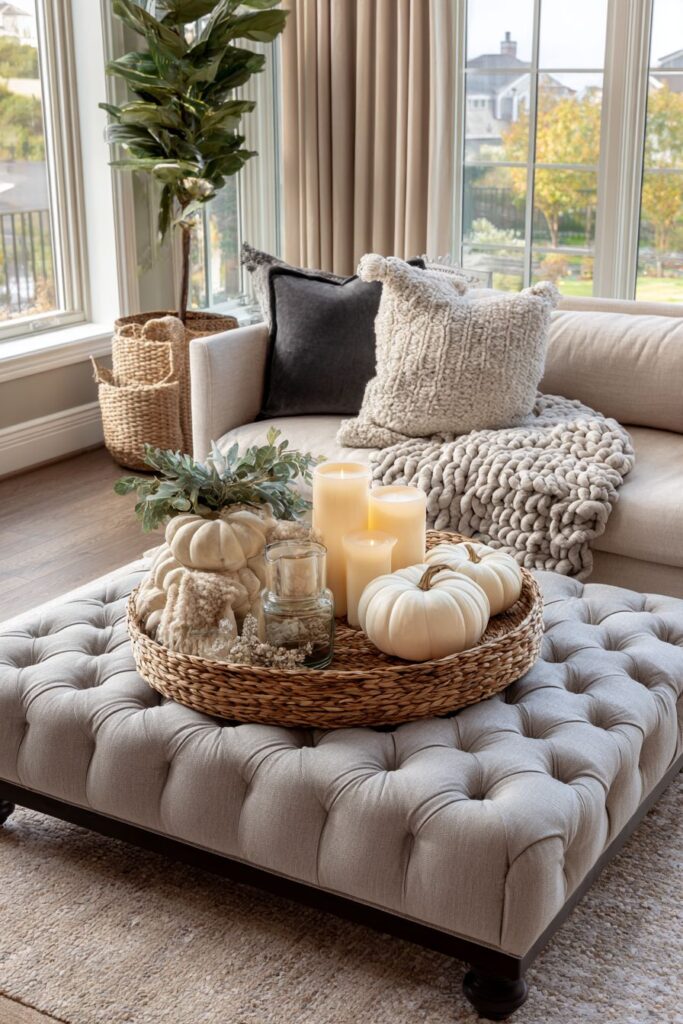 Layered Textures on Tufted Ottoman