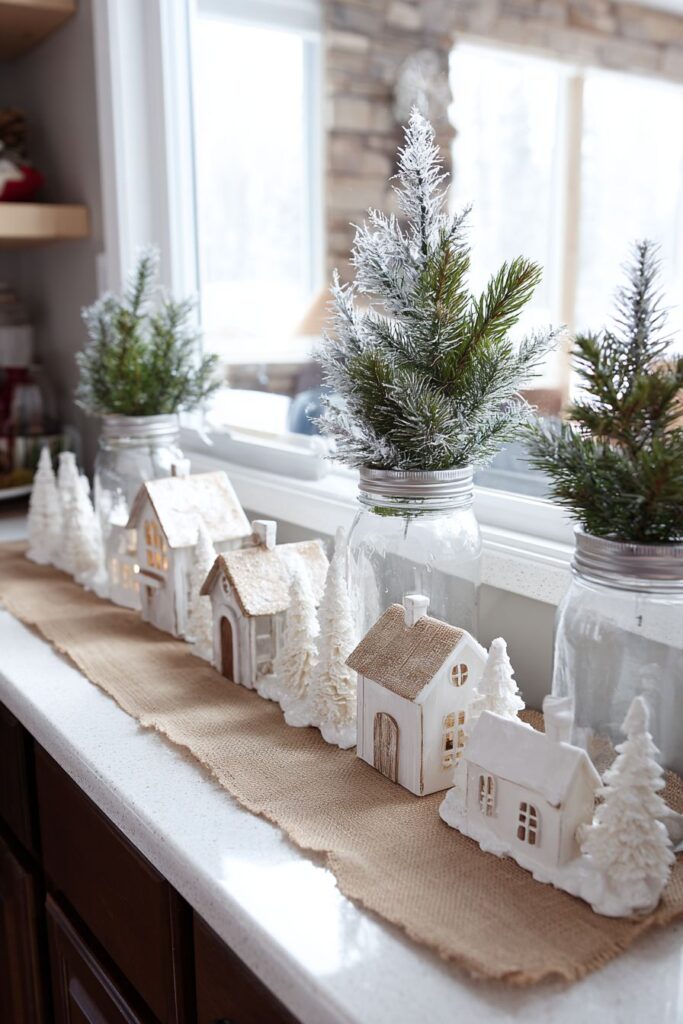 Farmhouse Kitchen Winter Village Display