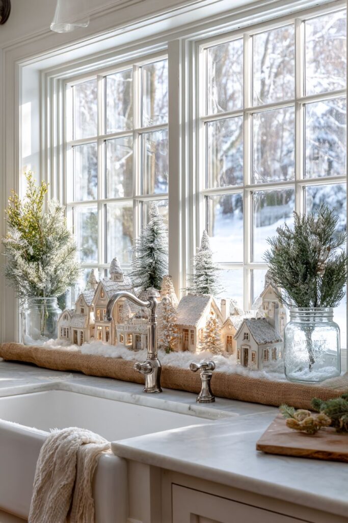 Farmhouse Kitchen Winter Village Display