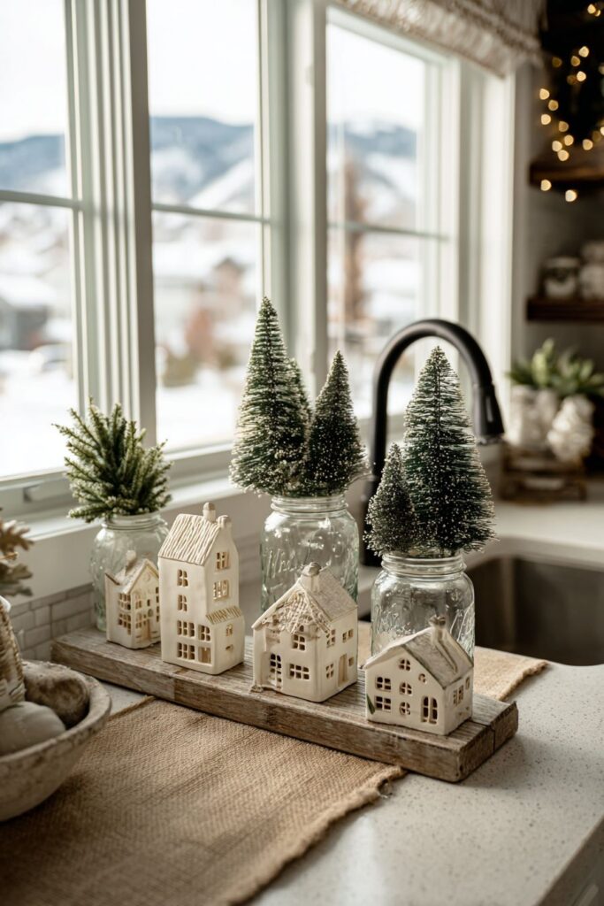 Farmhouse Kitchen Winter Village Display