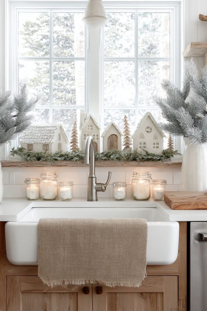 Farmhouse Kitchen Winter Village Display