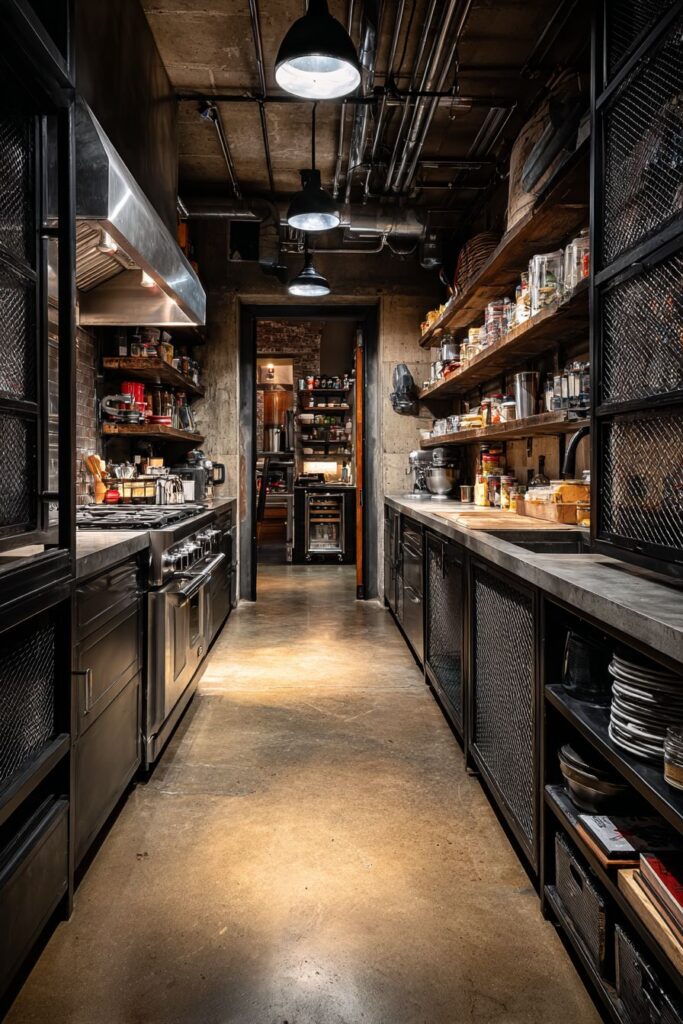 Custom Steel Cabinetry with Mesh Panel Inserts