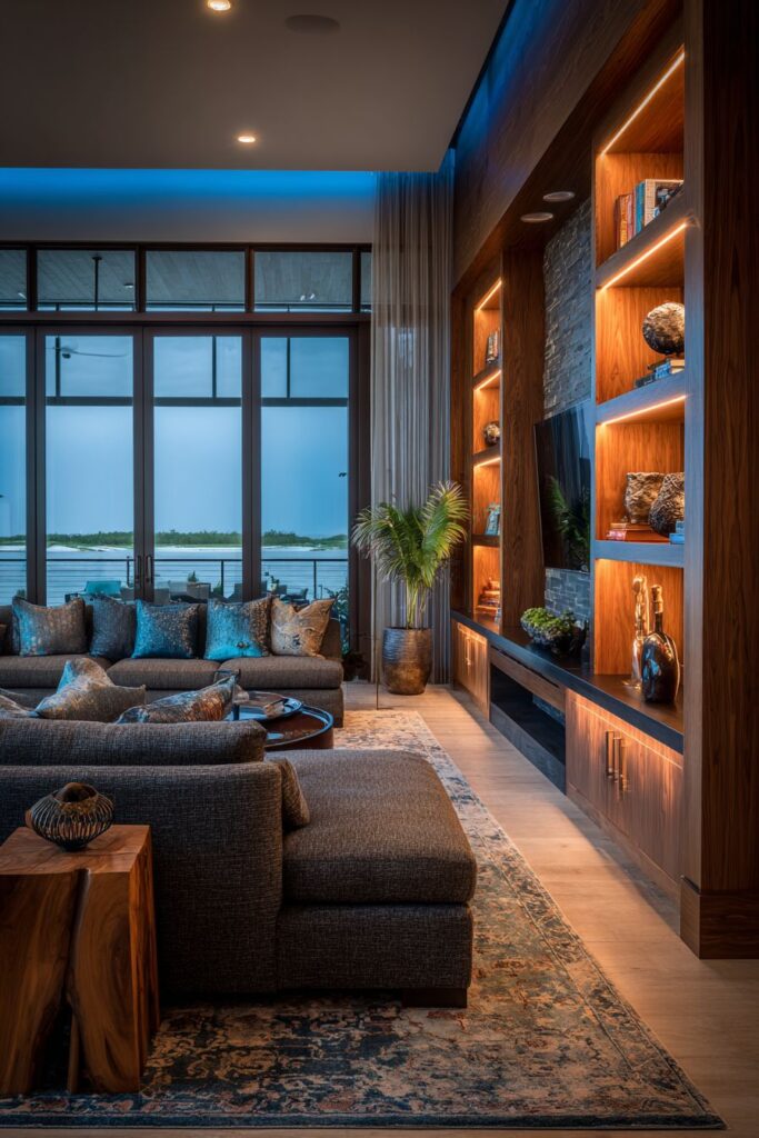 LED-Lit Floating Shelves for Functional and Decorative Lighting