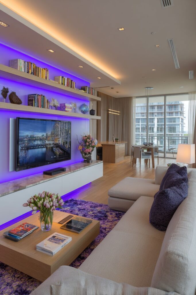 LED-Lit Floating Shelves for Functional and Decorative Lighting