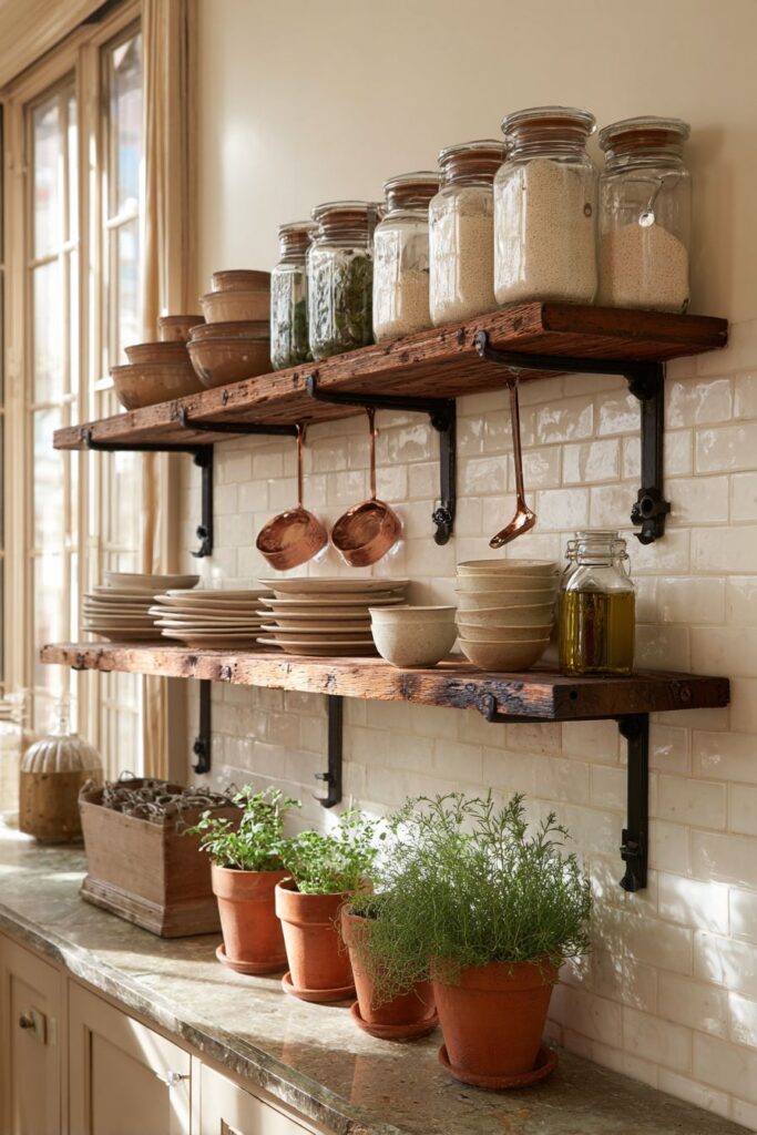 Kitchen Open Shelving Display of Culinary Treasures